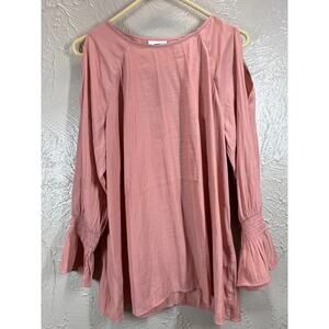 J Jill Cold Shoulder Top Pink 3/4 Sleeve Tunic Blouse Boho Womens Size Small NWT